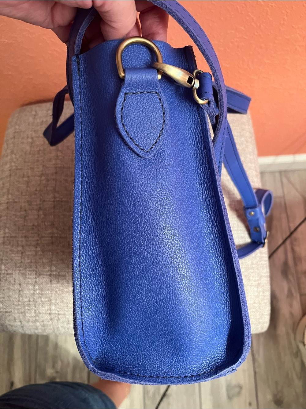 Portland Leather Royal Blue Satchel with purse liner included - Picture 4 of 8